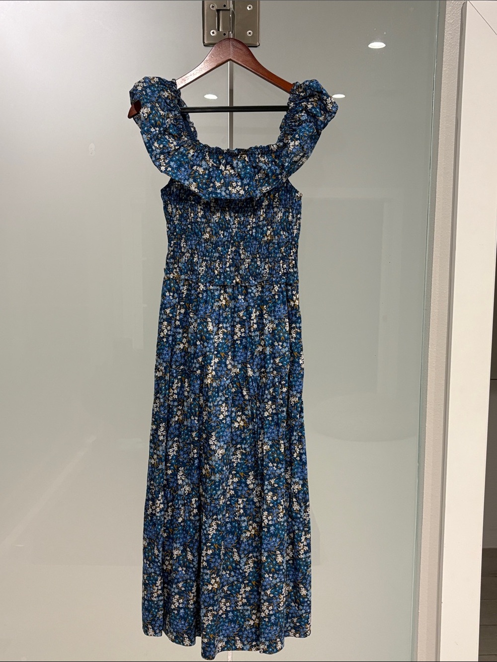 Sea New York Blue Floral Smocked Maxi Dress